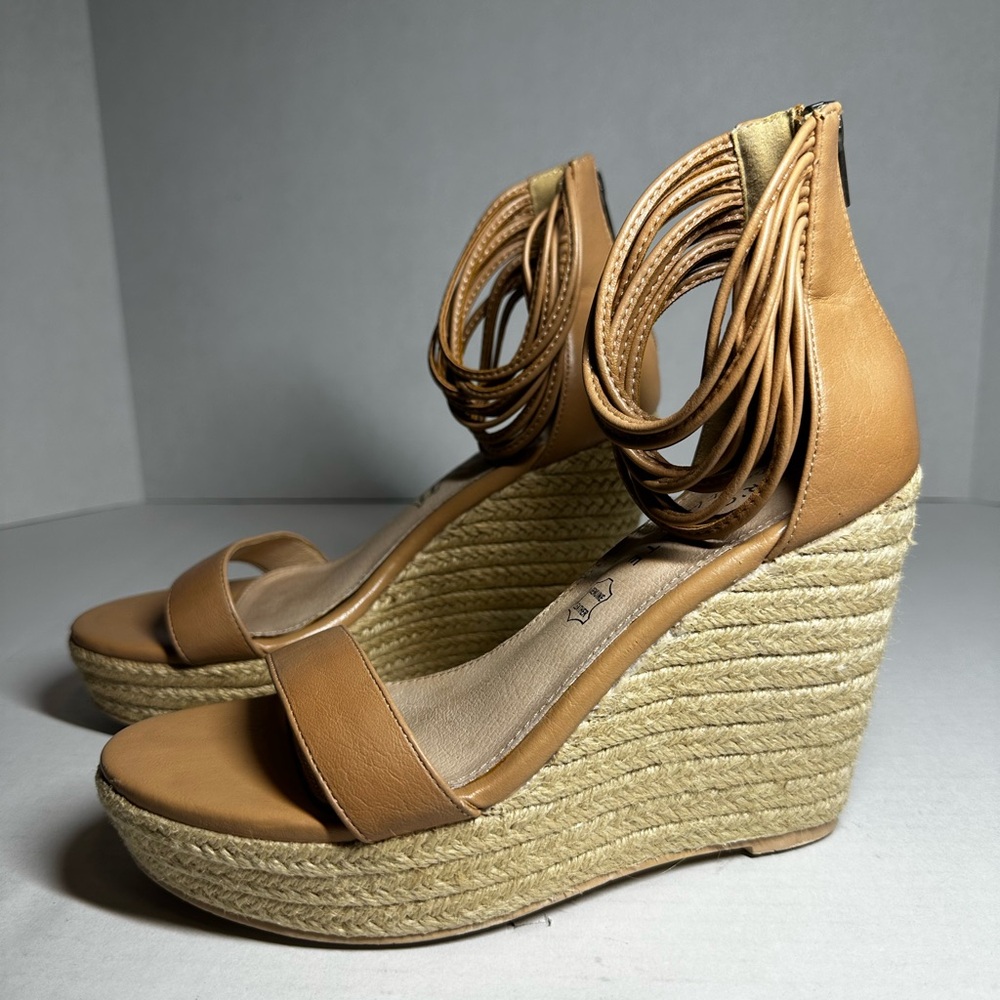 Altar’d State Genuine Leather Tan Wedges size 7.5